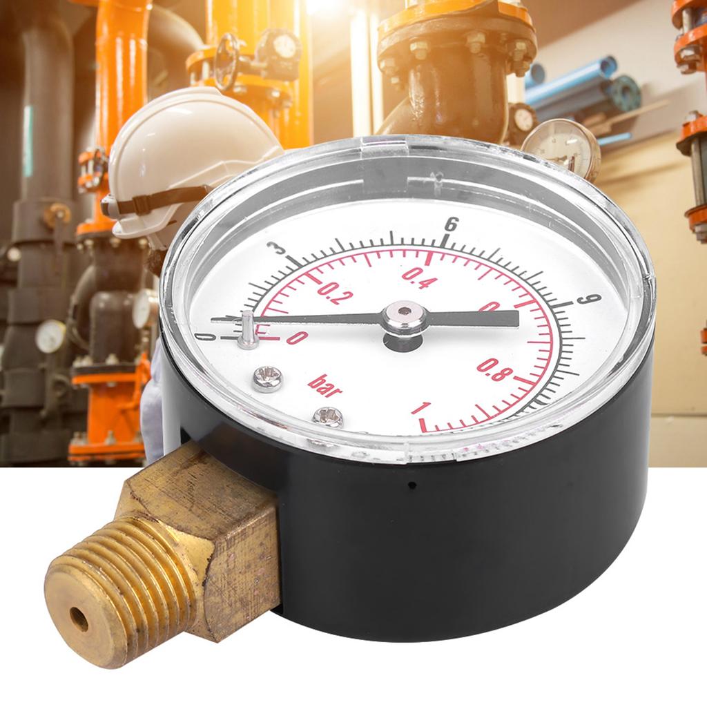 Pressure Gauge 50mm 1Celsius4 BSPT Brass Thread for Fuel   Oil Gas Water (0-15PSI 0-1Bar)