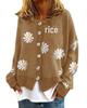 Autumn & Winter Chrysanthemum Embroidered Women's Knit Cardigan Sweater