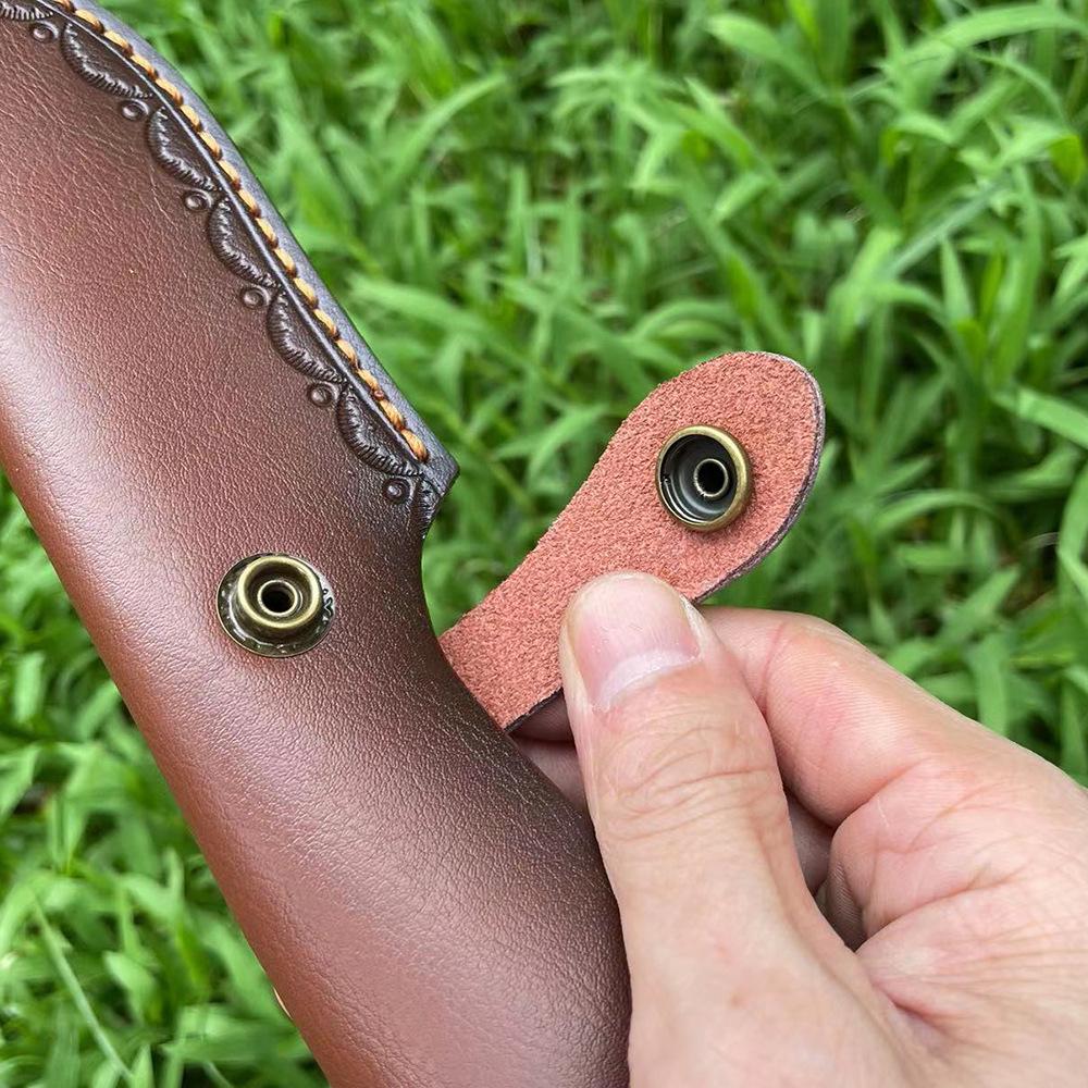 Two-Layer Cowhide Kitchen Knife and Sheath Set - Portable Outdoor Fruit Knife Set