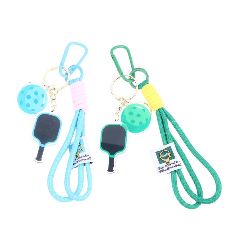 Chaveiro Criativo de Raquete de Pickleball de Metal Chaveiros de Bola Oca Colorida Pingente de Sacola de Festa para Fãs de Dink Ball