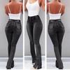 Lady Jeans High Waist Long Elastic Flare Design Denim Pants for Daily Wear