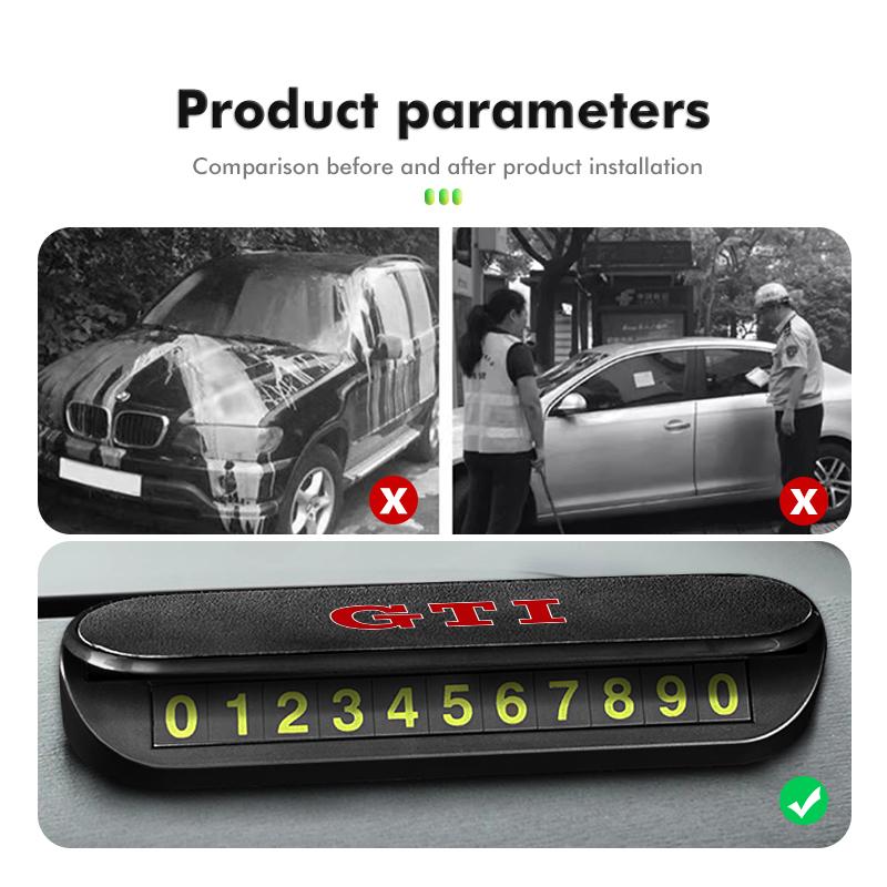 QEJMX1 Car Temporary Parking Card Phone Number Card Plate Telephone For Volkswagen VW Golf 4 5 6 7 GTI Tiguan Passat B5 B6 B7 CC Jetta