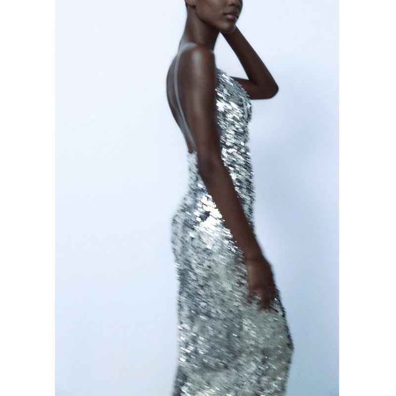 Autumn and Winter New Women clothes French style Beads Decoration Draped Collar Length Slim fit Midi Long sleeve dress 4813837