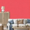 Red Dots Wallpaper with Coral Center for Living Room and Bedroom 50x1000
