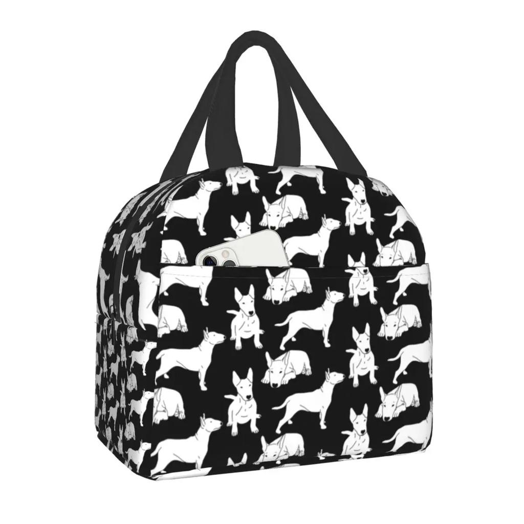 Bullteriér Vzor Opakování Izolovaná Taška na Oběd pro Ženy Vodotěsná Zvířecí Termo Chladicí Taška na Oběd Dětský Školní Box na Jídlo