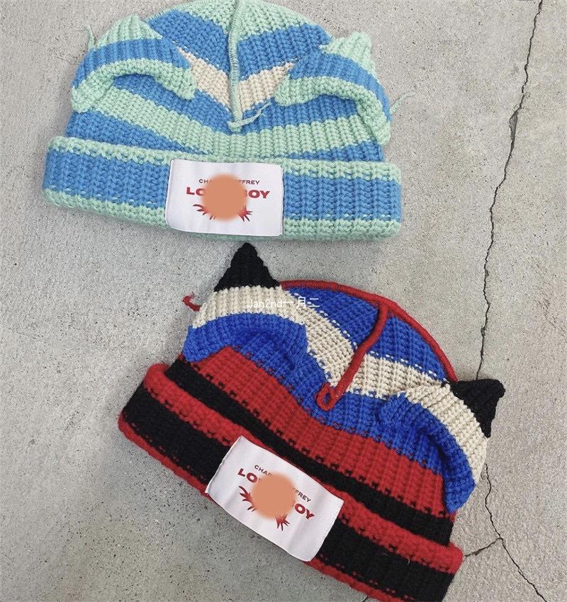 Loverboy Women's Wool Knitted Hat - Cute Cat & Pig Ears, Versatile Autumn/Winter Accessory for Couples.