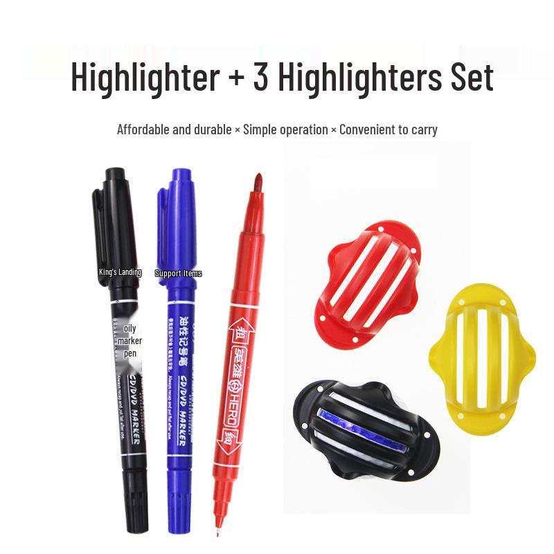 Golf Ball Line Marker 3-Piece Set with Dual-Ended Pen