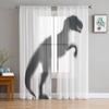 Dinosaur Silhouette Chiffon Sheer Curtains for Living Room Bedroom Home Decoration Window Voile Tulle Curtain Drapes