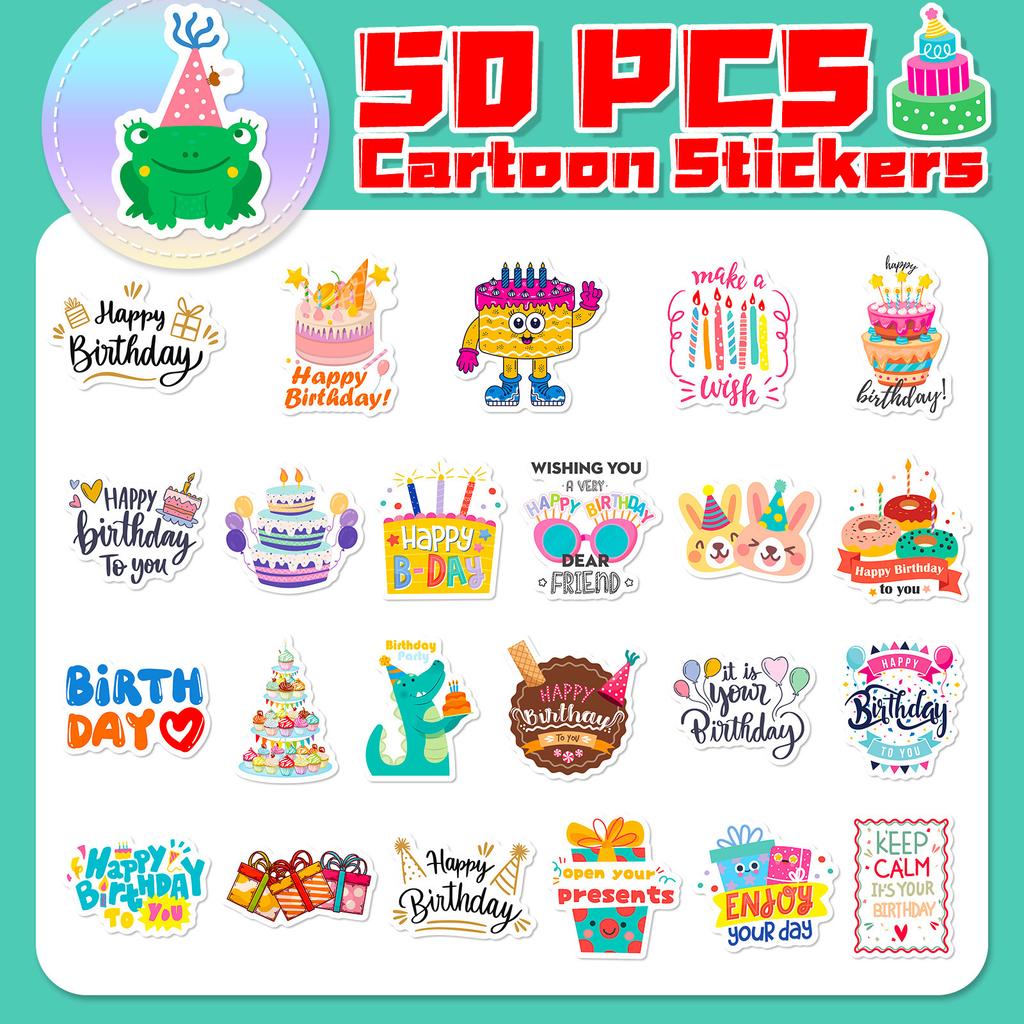 50 Alles Gute zum Geburtstag Aufkleber Klein Frisch Alles Gute zum Geburtstag Cartoon Kreativ iPad Party Dekoration Graffiti Aufkleber