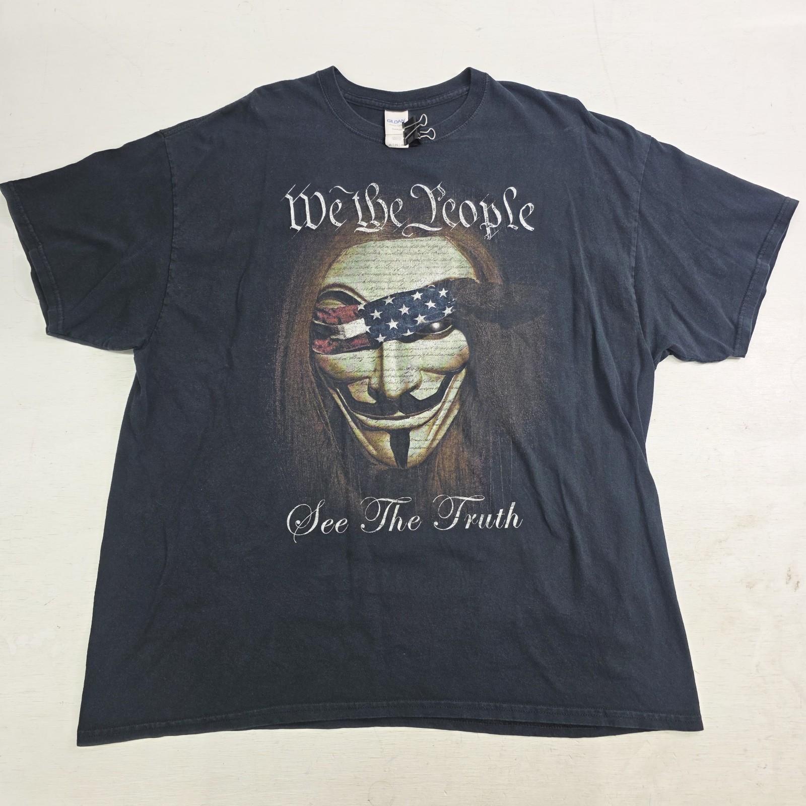 Anon  We the People See the Truth  Vendetta Guy Fawkes Mask T-Shirt Men s 2XL XL