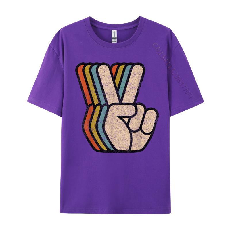 Retro Peace Sign V Fingers Vintage Prevalent Young T Shirts Customized Tees Pure Cotton O-Neck Design Sweatshirts