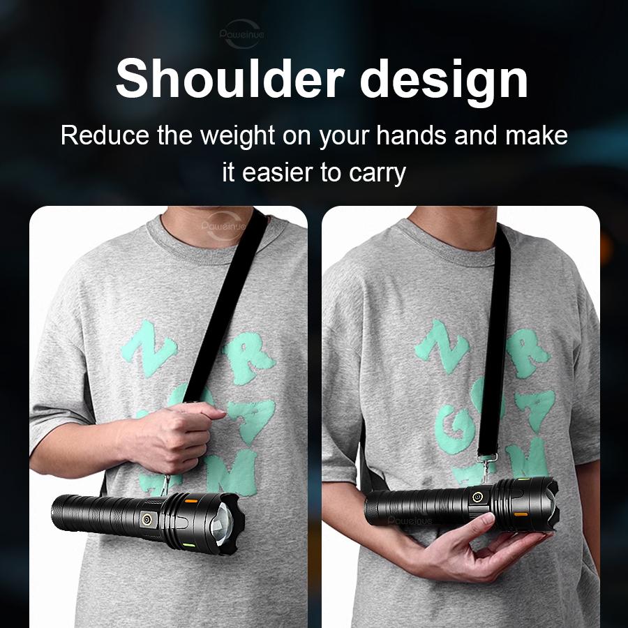 5000MAH Powerful LED Flashlight Built-in Battery Torch Emergency Spotlight 5km Hunting Tactical Flashlight Use 30hours