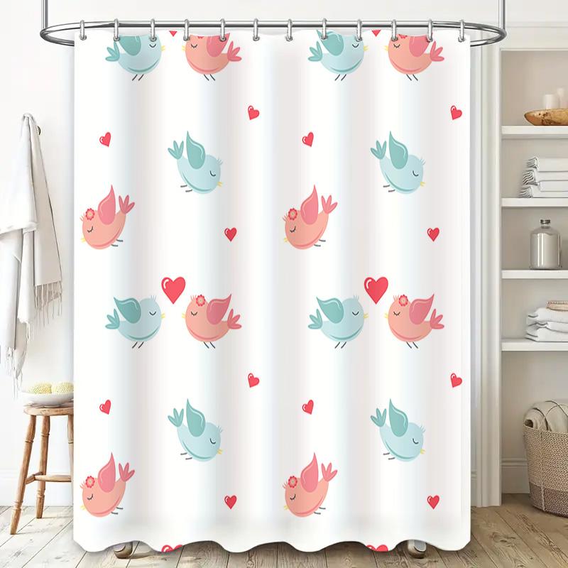 Delightful Bathing Experience With Pastel Colorful Birds Shower Curtain Modern Home Decor For Your Bathroom!