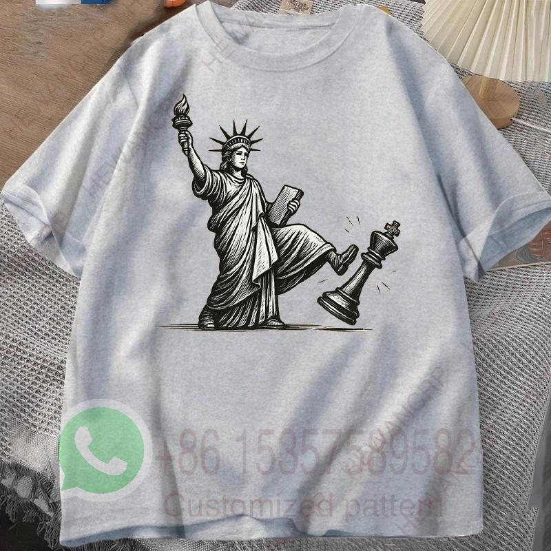 No Kings T Shirt Statue of Liberty Mens Tracksuit Cotton Casual Sportswear ONeck Pullover Short Sleeve Tops Summer Streetwear