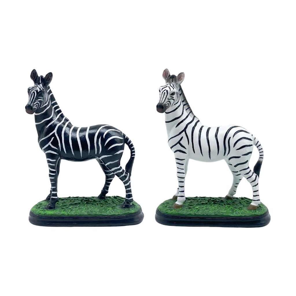 Striped Zebra Figurine Resin Miniature Animal Sculpture Desk Decoration Figure for Interior Home Decor