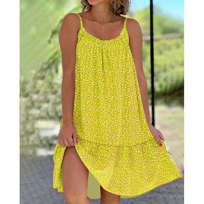 Floral Sleeveless Camisole Vest Dress Floral Sleeveless Sling Vest Dress
