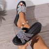 Womens Fashion Shiny Rhinstones Sandals Summer Open Toe Thick Bottom Platform Sandals Elegant Wedges Shoes Sandalias Mujer