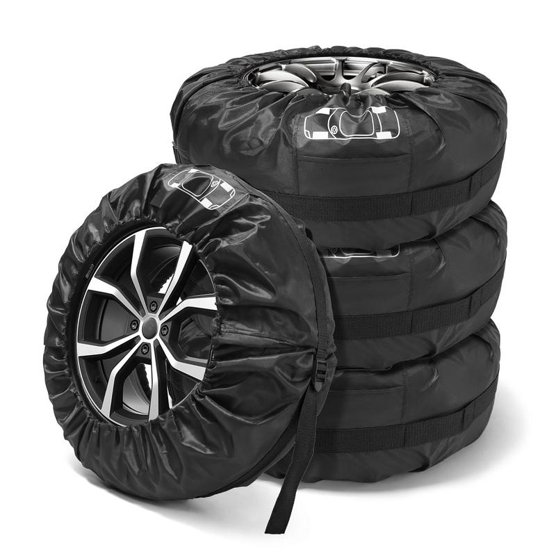 QC 4PCS S/L Size Car Spare Tire Cover Case Dust-proof Protector Polyester Auto Wheel Tire Storage Bags Vehicle Tyre Accessories