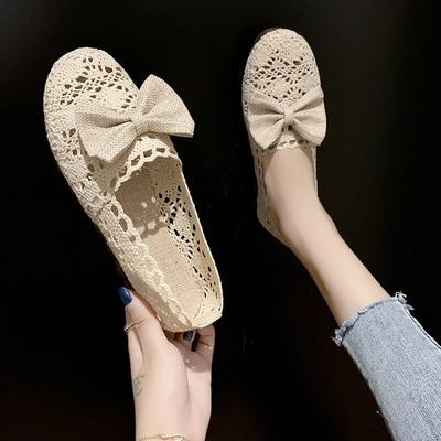 Fashion Woman Sandals Casual Flat Women's Hollow Platform Casual Shoes Solid Color Breathable Wedge Espadrilles