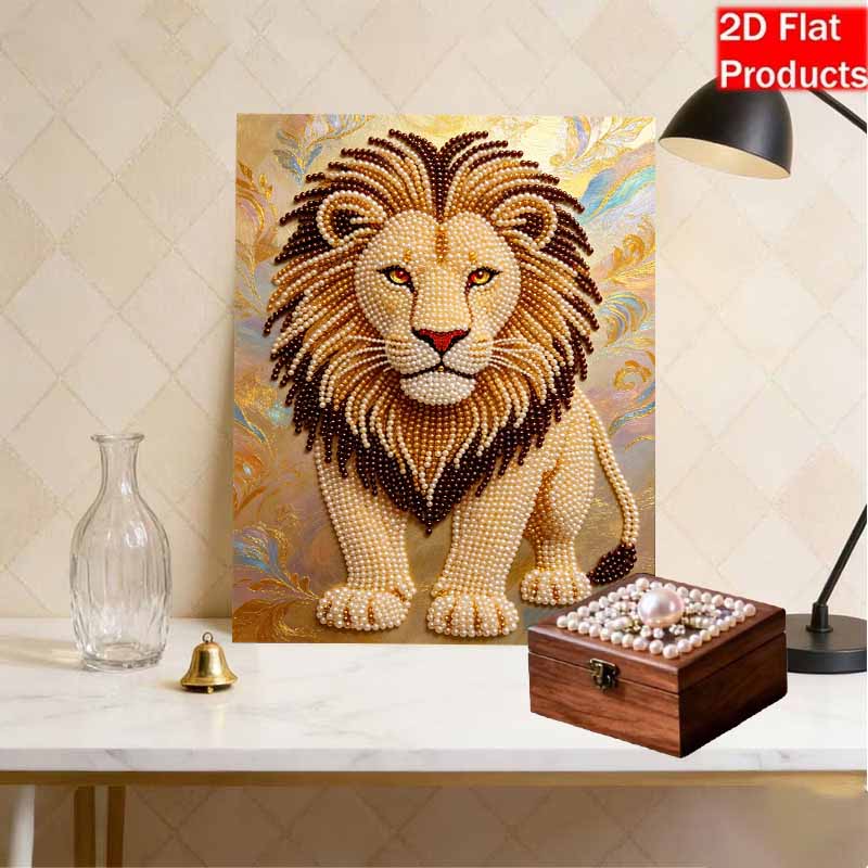 Lion Theme Pearl Kit DIY 5D Rhinestone Art Craft for Adults and Kids Home Party Decoration Handmade Gift