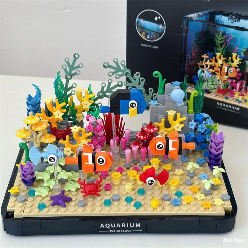 Simulated Clownfish Coral Ecological Fish Tank Building Block Toy Lighting With