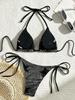 Halter Shiny Star Sequins Bikini 2025 Women Swimsuit Female Swimwear Two Pieces Bikini Set Brazilian Bathing Suit Swim Beachwear
