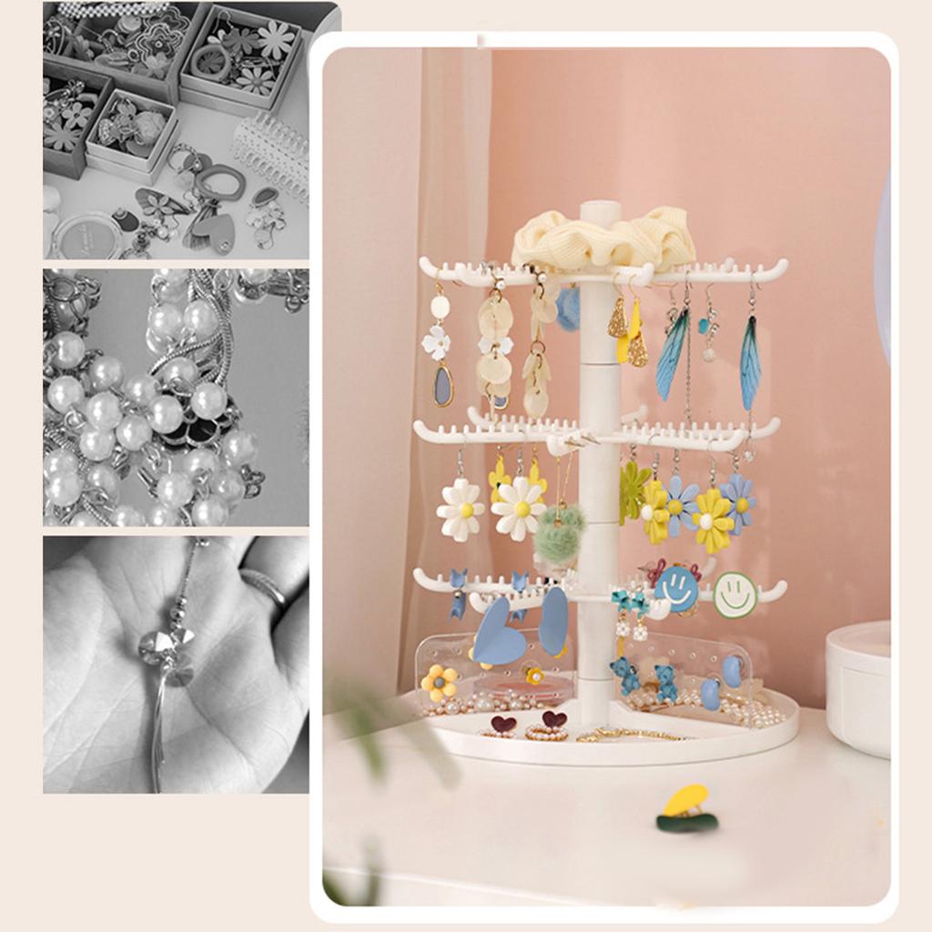 2/3/4-Tiers Plastic Necklace Earring Holder Jewelry Storage Display Tower Rack Necklace Earring Holder Display Stand