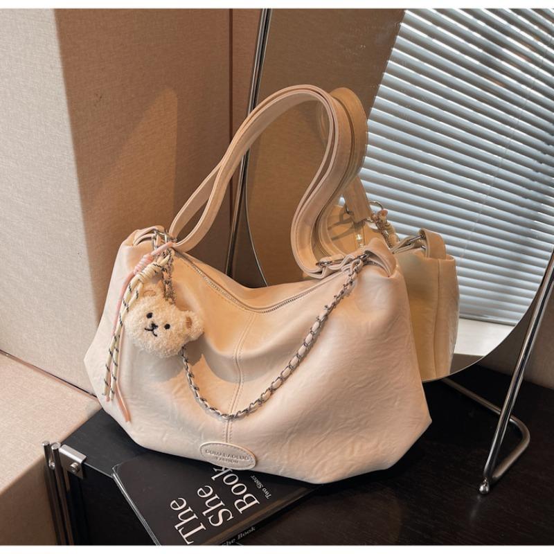 Large-capacity Retro Bag Women's Autumn and Winter New Casual Shoulder Messenger Bag Chain Pleated Tote Bag