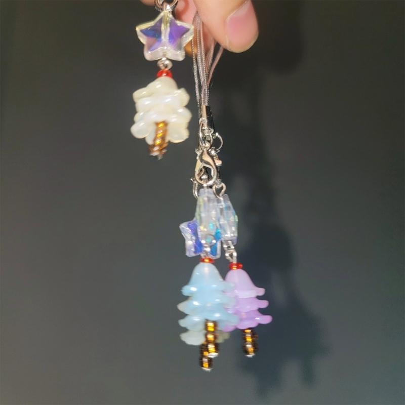Fashion Star Christmas Tree Phone Charm Straps Car Keys Hanging Pendants Y2K Bag Decoration Lanyard Purse Accessories