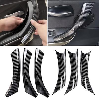 6 st ABS-plast Kolfiber Bil Interiör Dörrhandtag Drag Trimskydd för BMW E90 E91 3-serien Sedan, Kombi 2005-2012