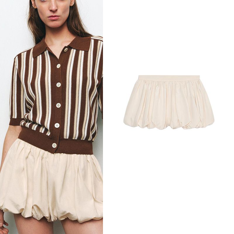 Summer New Product Women's Clothes Casual Style Pleated Decorative Mid-Waist Balloon Version Bud Skirt Pants 2631209