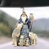 Acrylic Elderly Adorable Man And Animal Decorative Keychain Stylish Car Hanging Accessory