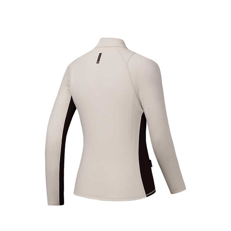Anta Running Series Stand Collar Long Sleeve Comfortable Knitted Shirt Women tops Light-Sand-Khaki 162545403N-1