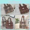 Chic Trendy Plaid Woolen Tote Bag For Women Perfect For Casual Autumn Winter Outfits