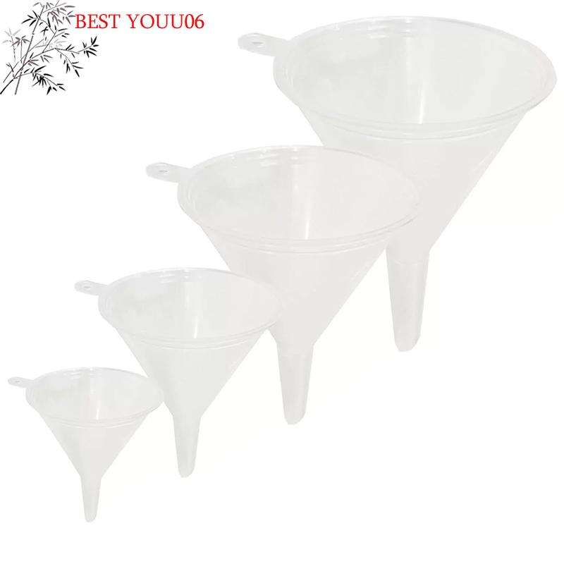 (YOUU06)Set di 4 Imbuti Trasparenti in Plastica Riutilizzabili, Imbuti in PP da Laboratorio, Imbuto da Cucina, Bottiglie da Laboratorio, Oli Essenziali