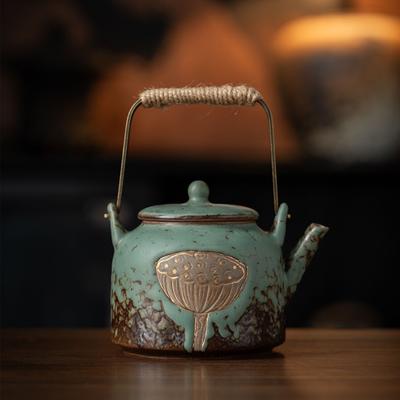 Vintage Ofen-glasierte Keramik Lotus-Samenkapsel Teekannen-Set, Chinesisches Gongfu Tee-Set für Zuhause & Teep Zeremonie