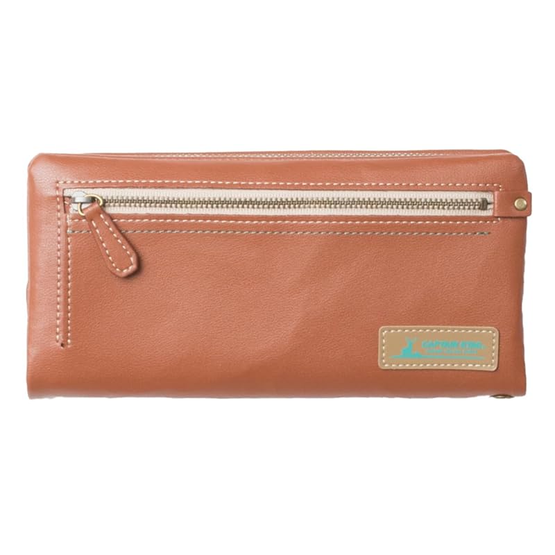 

[Captain Stag] round zipper long wallet Out pocket bag stitch outdoor men s ladies unisex (brown)