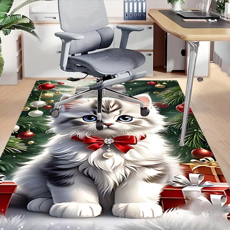 1PC Cat Christmas Carpet Ultra Soft, Thick & Absorbent, Non Slip Machine Washable Mat for Entryway