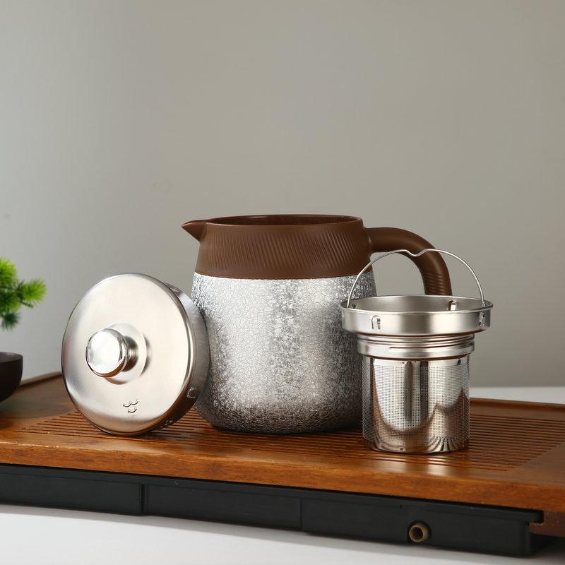 Large-Capacity Titanium-Plated Thermos Flask with Tea Brewing and Separation for Health Preservation