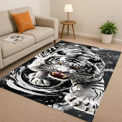 Moderne Tiger Löwe Bestie Kunst Cartoon Wohnzimmer Rutschfester Teppich für Schlafzimmer Spielzimmer Sofa, Heimdekoration Fußmatte Geschenk