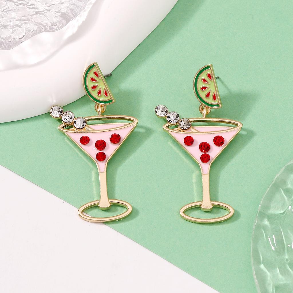 Amazon Cross-border E-commerce New Multi-color Goblet with Diamonds, Light Luxury and Versatile Earrings, Yiwu Jewelry Women