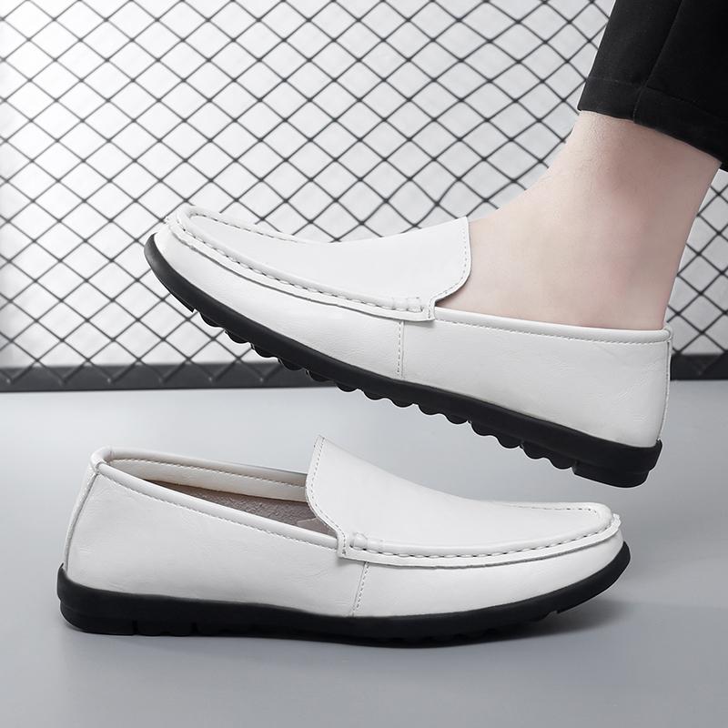 Fashion Breathable Bean Shoes Mens Shoes Fashion Casual Leather Shoes Youth Fashion Shoes Soft Loafers Genuine Leather Flats Driving Sho