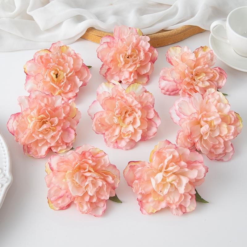 5/10 шт. Штучно Зроблених Квітів З Обпаленими Краями та Півонії Для Домашнього Дозвілля, Шпильки Для Волосся, Весільна Прикраса Одягу, Скрапбукінг