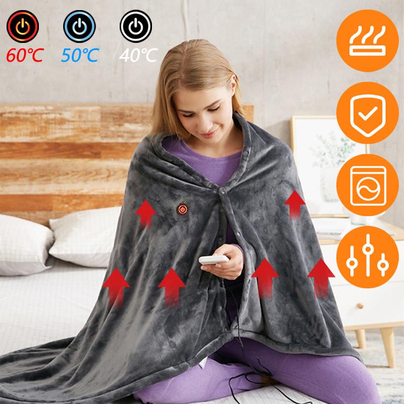 Usb Heated Warm Shawl Electric Heated Plush Blanket Heated Shawl Coral Flannel Heated Blanket Winter Cold Protection Body Warmer