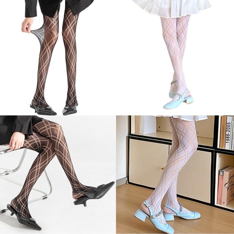 Gemusterte Strumpfhosen Netzstrumpfhosen mit Rautenmuster Leggings mit kleinem Lochmuster Netz-Pantyhose Party Clubwear