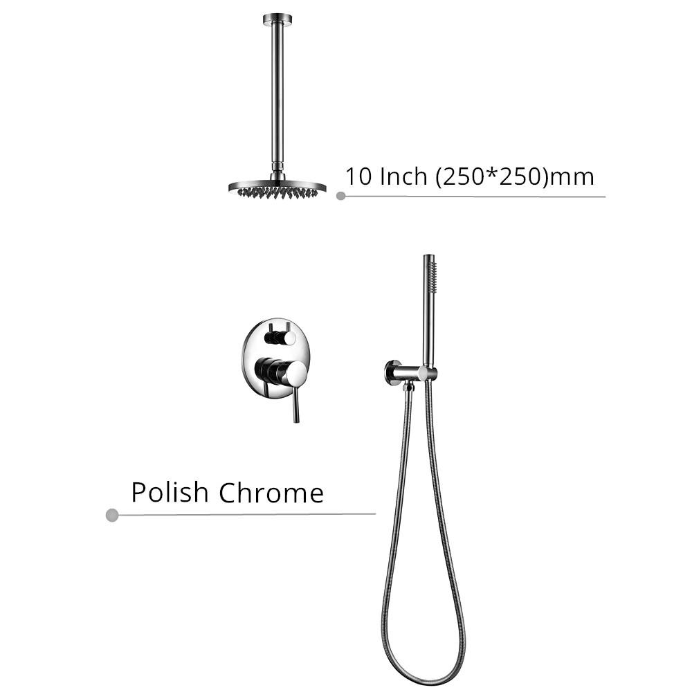 Black Shower System Set Bathroom Faucet Mixer Diverter Tap Brass Ceiling Or Wall Arm Handheld Spray With 8-16" Rian Head