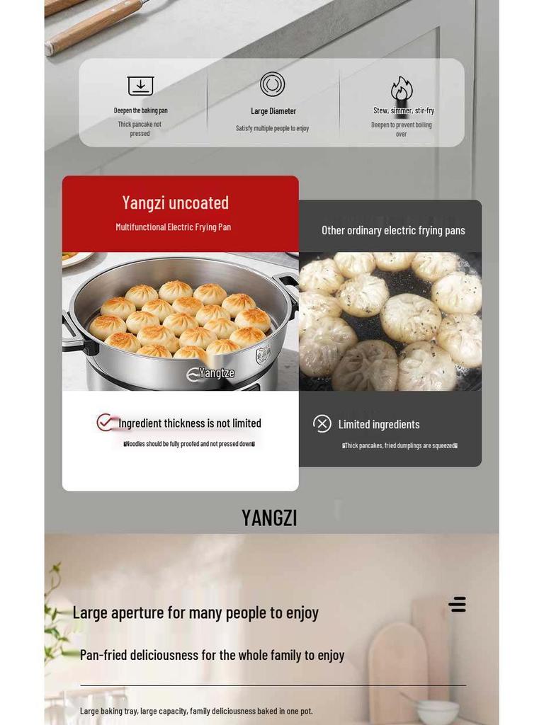 Yangzi Multi-Functional Stainless Steel Electric Griddle Pan