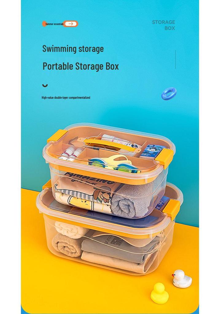 BNBS Portable Waterproof Beach Storage Box: Clear, Handheld Organizer for Outdoor Swimming Supplies