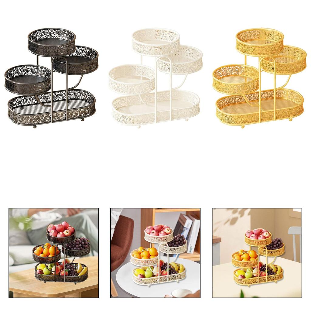 4 Tier Fruit Stand Metal Fruit Basket Bowl Tabletop Organizer Space Saving Storage Rack for Vegetables Bread Snacks Cosmetics
