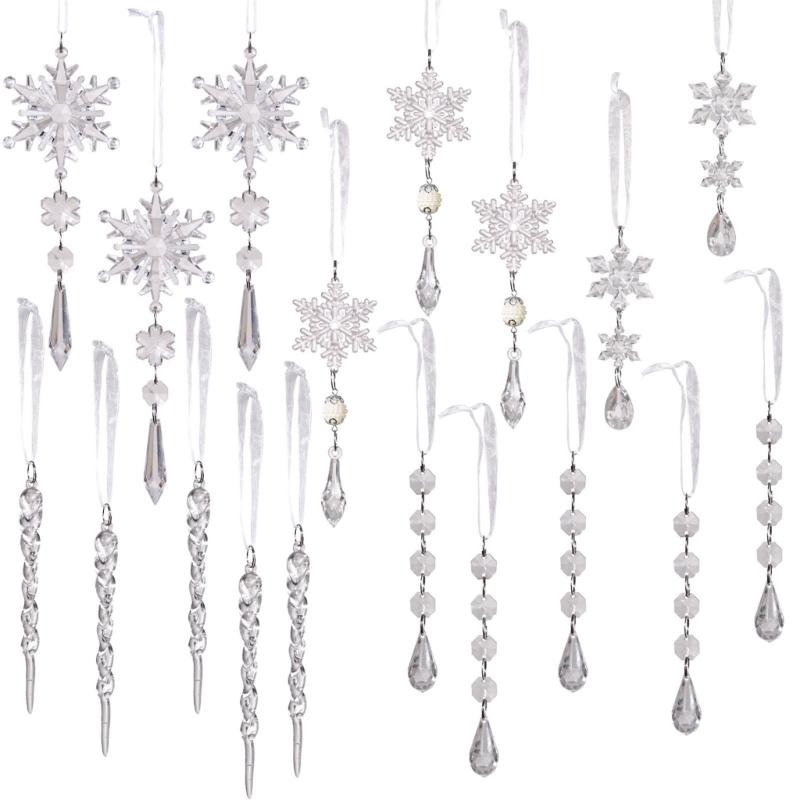 18 Piece Shatterproof Acrylic Christmas Tree Ornament Transparent Hanging Decorations For Holiday Festival Decoration